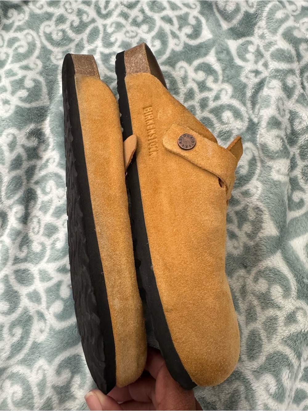 Birkenstock Brown Suede Boston Clogs - Picture 5 of 8